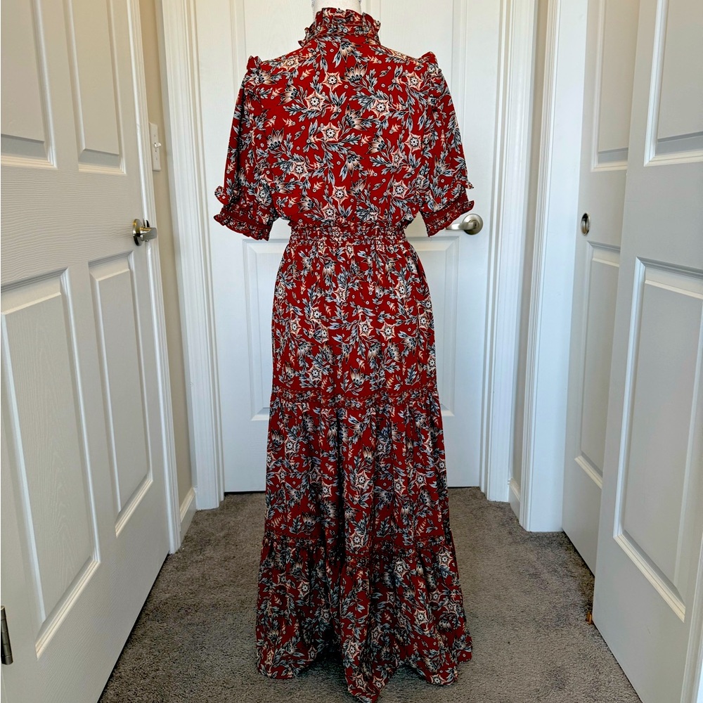 Max Studio Red/Rust Floral Maxi Dress